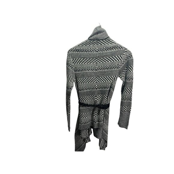 Bebe Black and White Knit Waterfall Cardigan Sweater Size XS Wrap Sparkle NEW - Picture 3 of 5